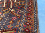 3.7x6.5 ft Tree of Life Handmade Afghan Wool Area Rug, Boho Bedroom Decor
