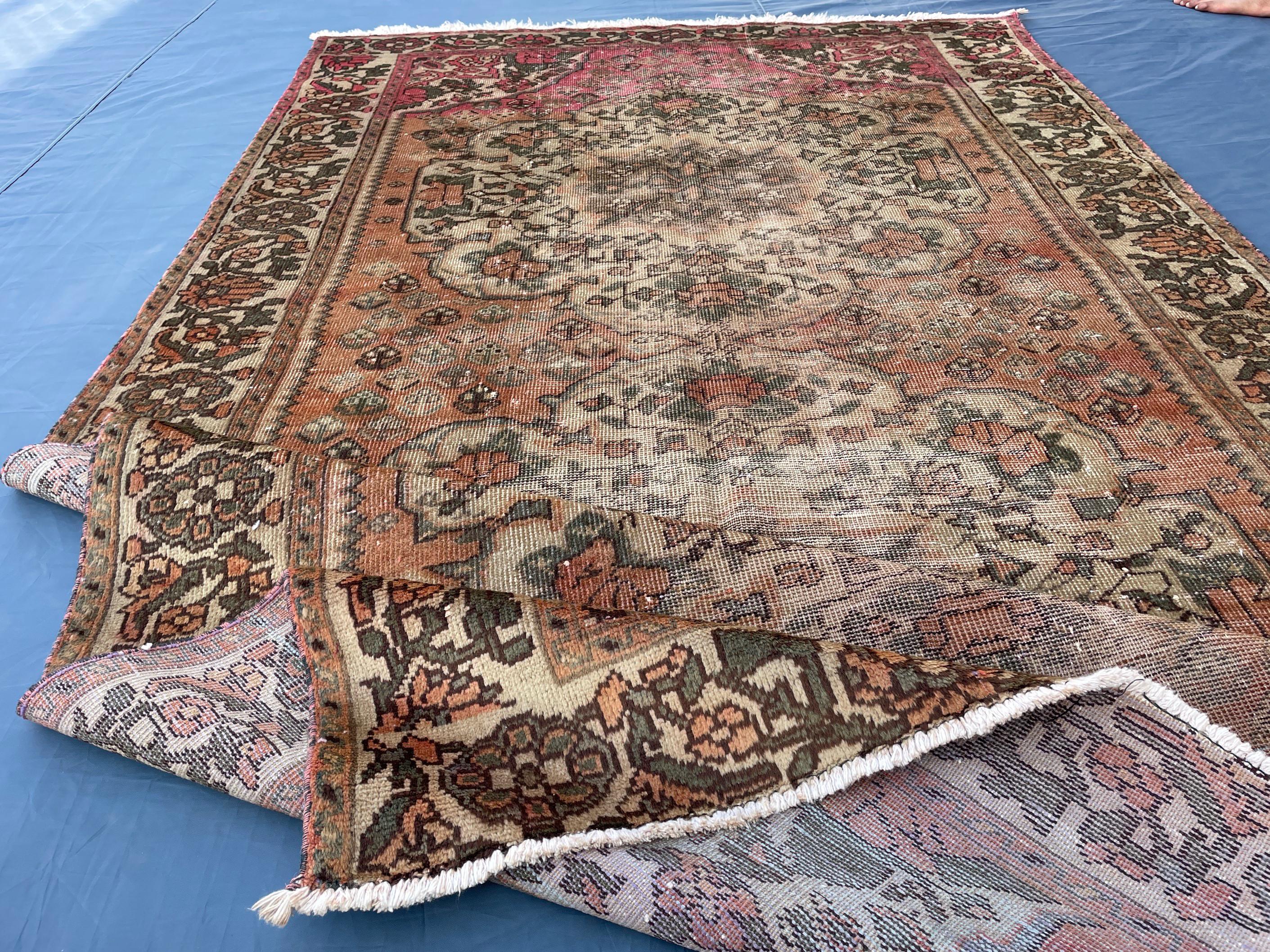 1930s Antique 5x9'6 ft Handmade Afghan Collectible Rug, Turkmen Wool Area Rug