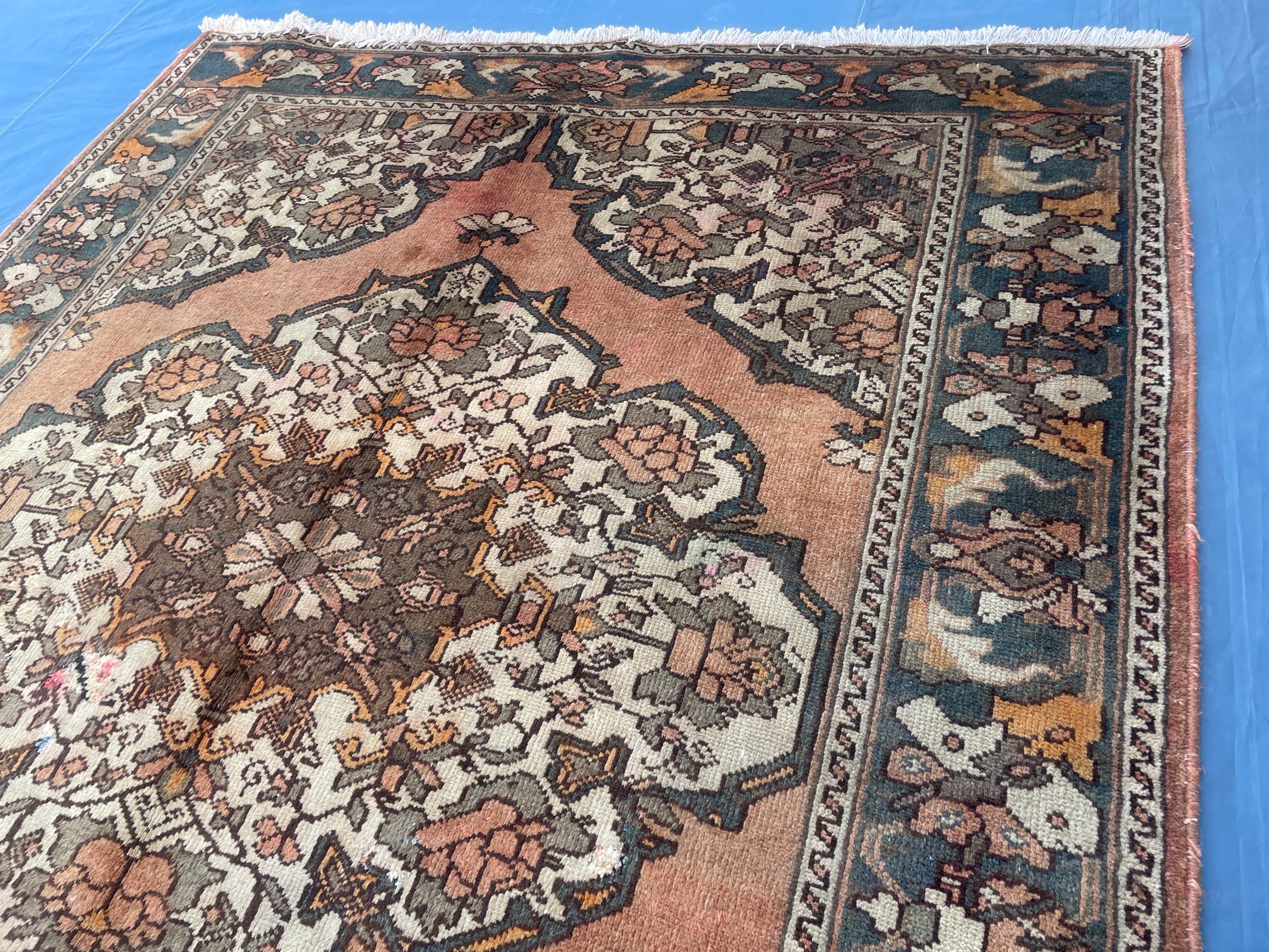 5x10 ft Vintage Afghan Handmade Wool Hallway Rug, Antique Living Room Carpet
