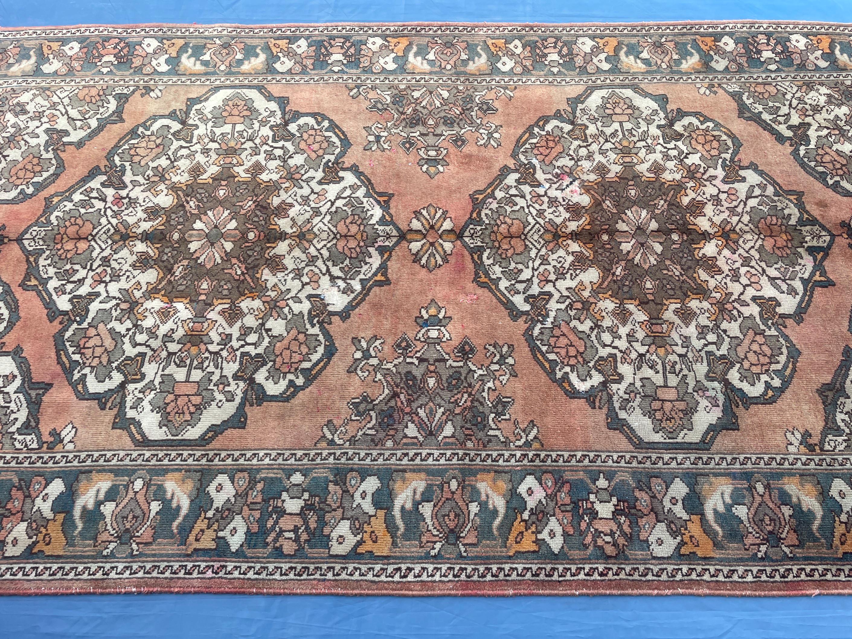 5x10 ft Vintage Afghan Handmade Wool Hallway Rug, Antique Living Room Carpet