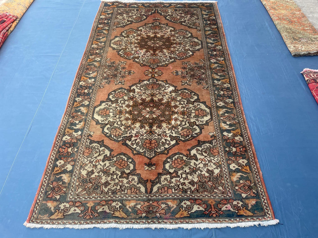5x10 ft Vintage Afghan Handmade Wool Hallway Rug, Antique Living Room Carpet