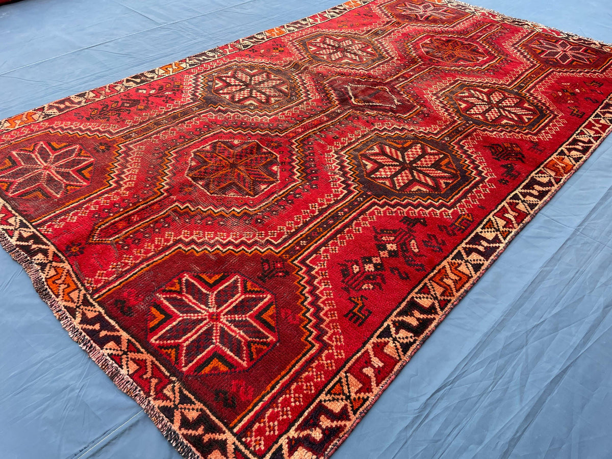 4.5x7 Ft Vintage Living Room Rug, Afghan Handwoven Tribal Wool Carpet Antique Decor