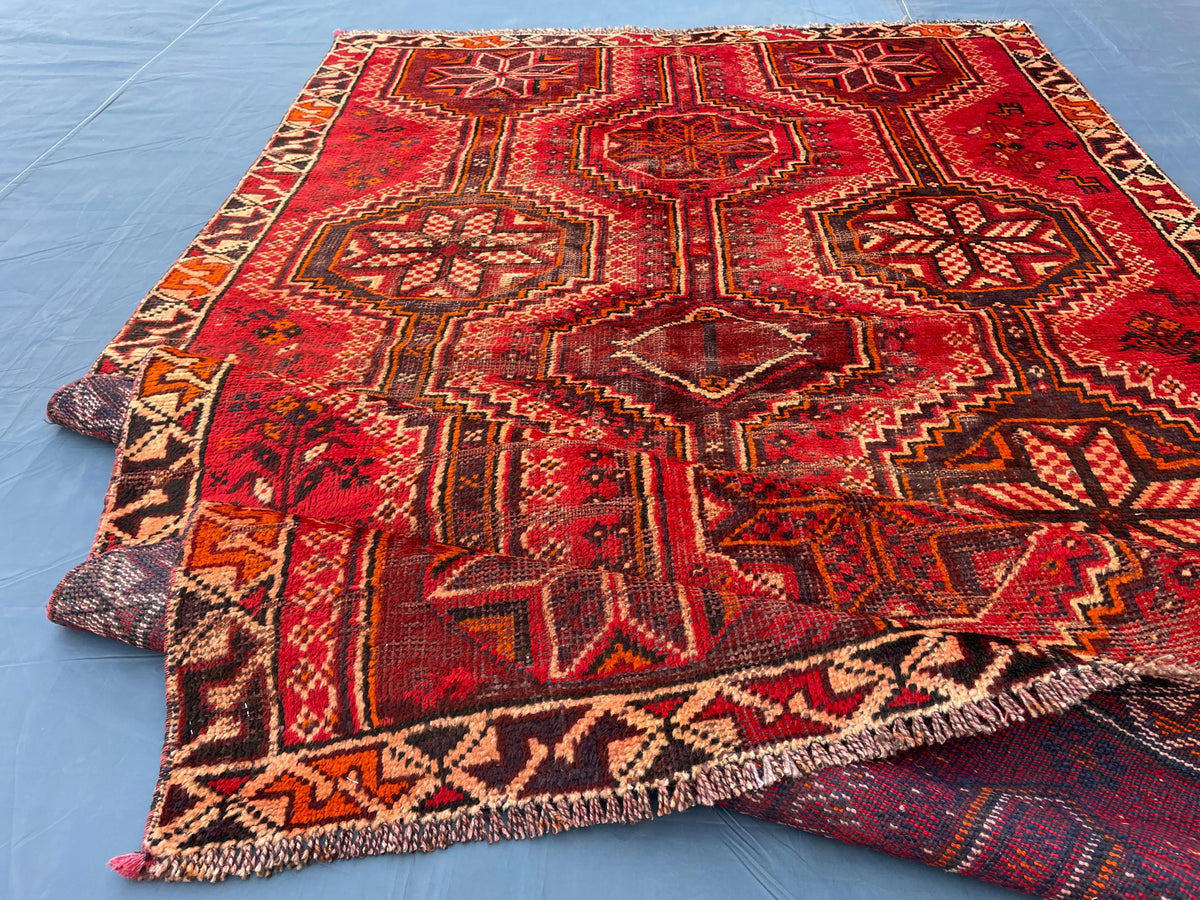 4.5x7 Ft Vintage Living Room Rug, Afghan Handwoven Tribal Wool Carpet Antique Decor