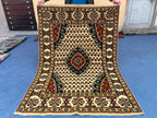 4x6 Medallion Design Handmade Afghan Vintage Wool Area Rug, Carpet for Bedroom