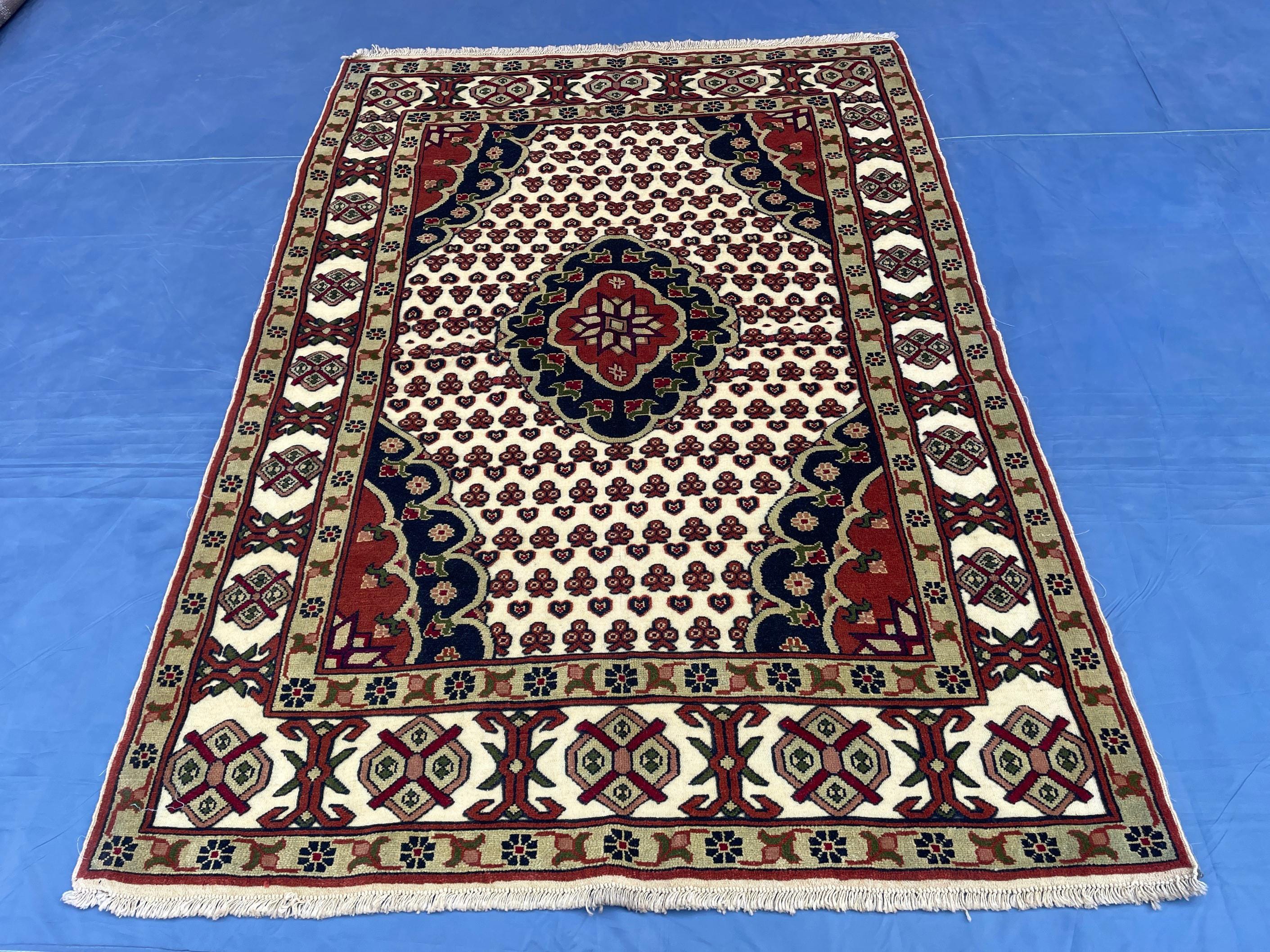 4x6 Medallion Design Handmade Afghan Vintage Wool Area Rug, Carpet for Bedroom