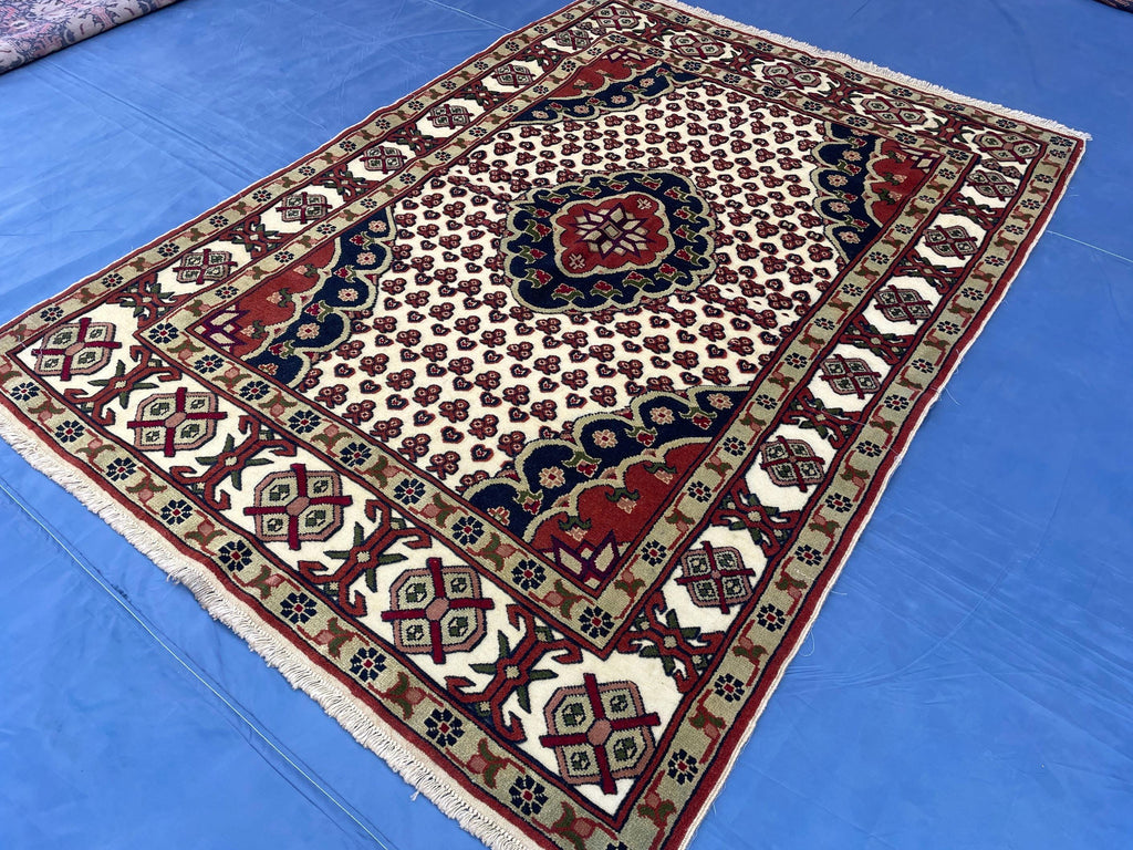 4x6 Medallion Design Handmade Afghan Vintage Wool Area Rug, Carpet for Bedroom