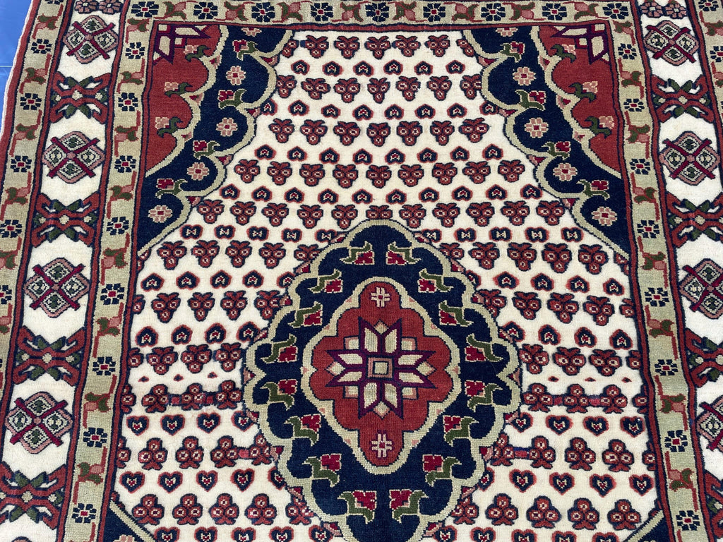 4x6 Medallion Design Handmade Afghan Vintage Wool Area Rug, Carpet for Bedroom
