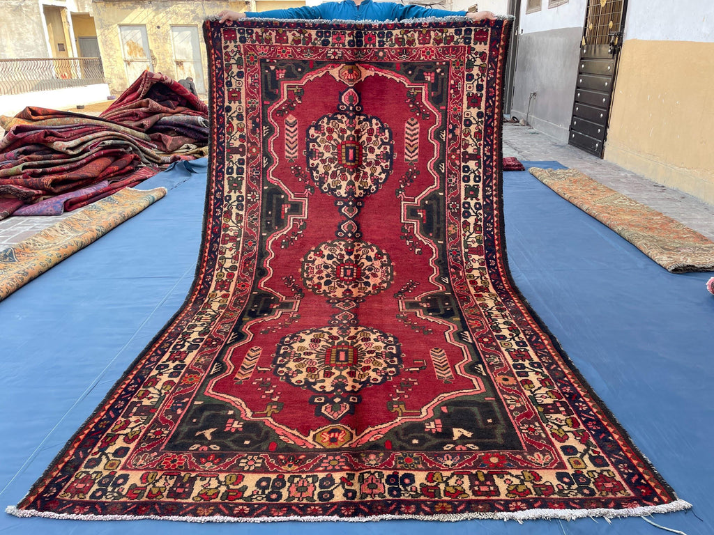 5x9 Vintage Large Living Room Rug, Handmade Afghan Tribal Wool Area Carpet