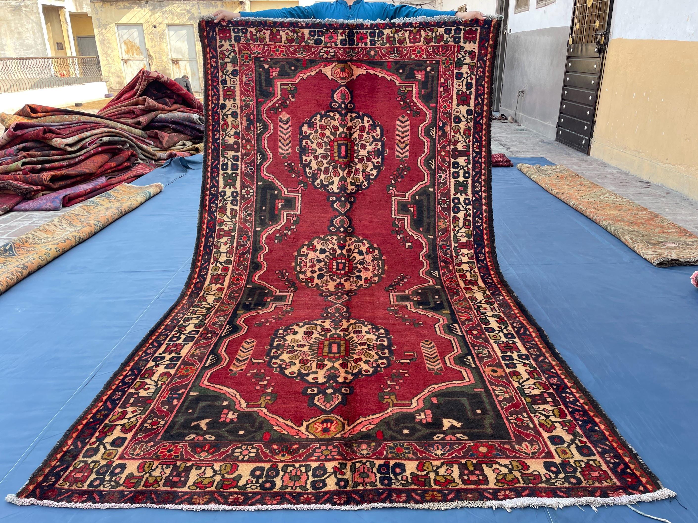 5x9 Vintage Large Living Room Rug, Handmade Afghan Tribal Wool Area Carpet