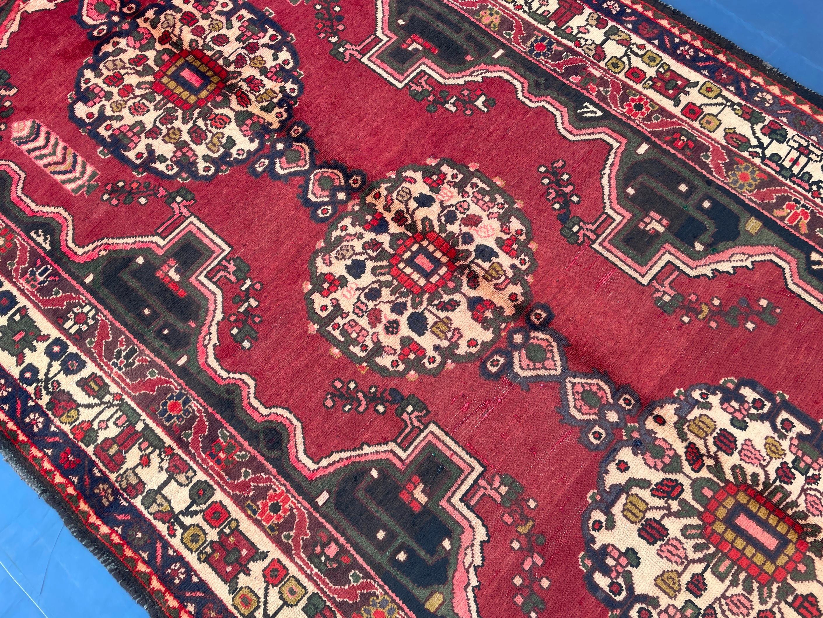 5x9 Vintage Large Living Room Rug, Handmade Afghan Tribal Wool Area Carpet