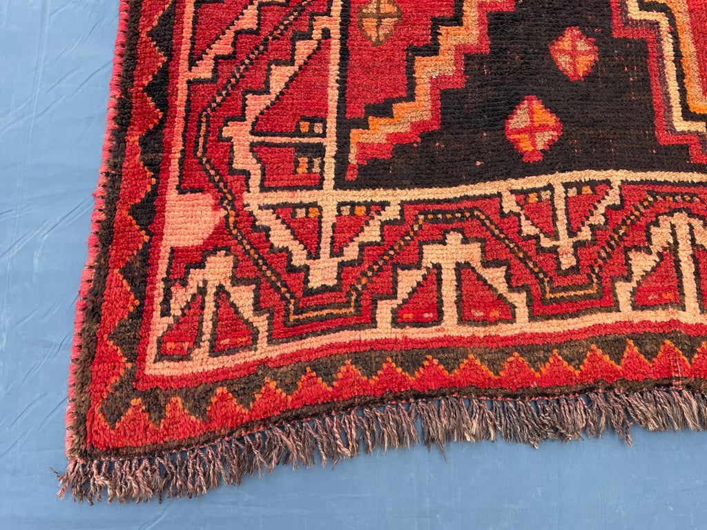 Vintage Tribal Wool Area Rug for Farmhouse or Living Room, Turkmen Traditional Carpet 4x9