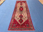 Antique 3.1x9.5 ft Handwoven Hallway Runner Rug, Boho Home Decor