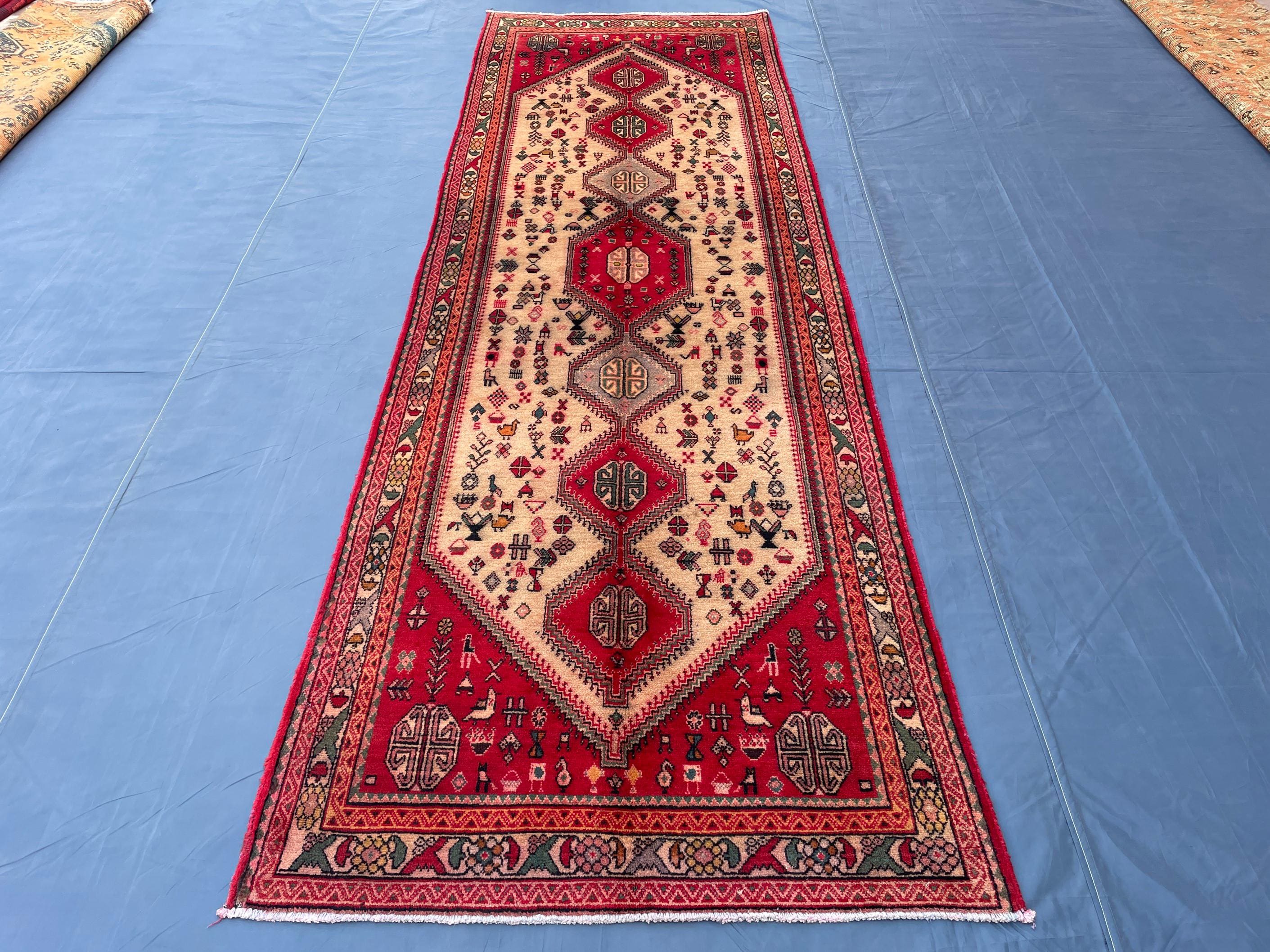 Antique 3.1x9.5 ft Handwoven Hallway Runner Rug, Boho Home Decor