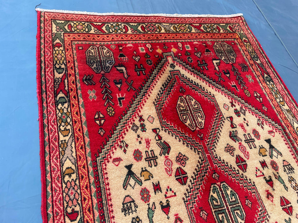 Antique 3.1x9.5 ft Handwoven Hallway Runner Rug, Boho Home Decor