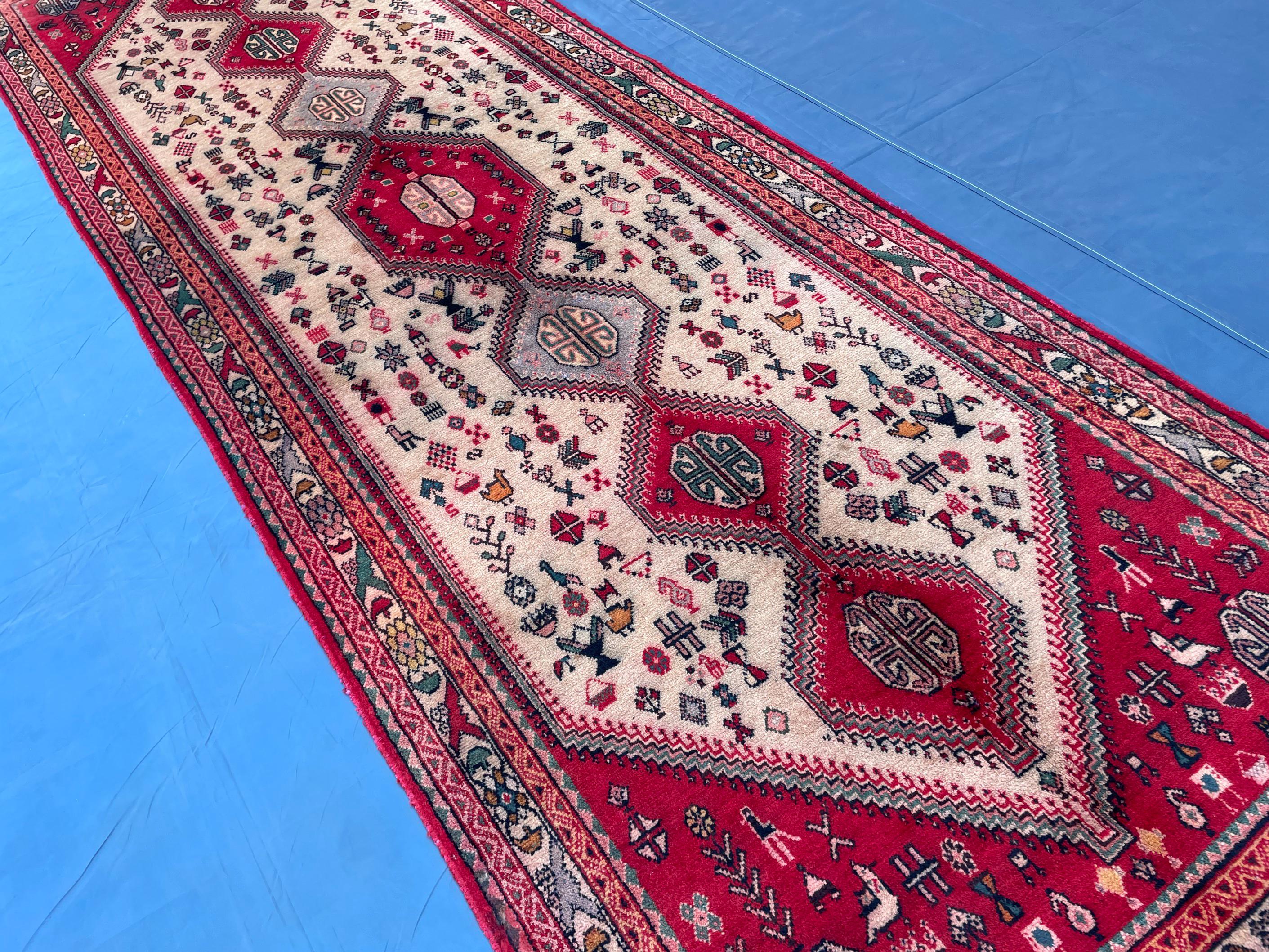 Antique 3.1x9.5 ft Handwoven Hallway Runner Rug, Boho Home Decor