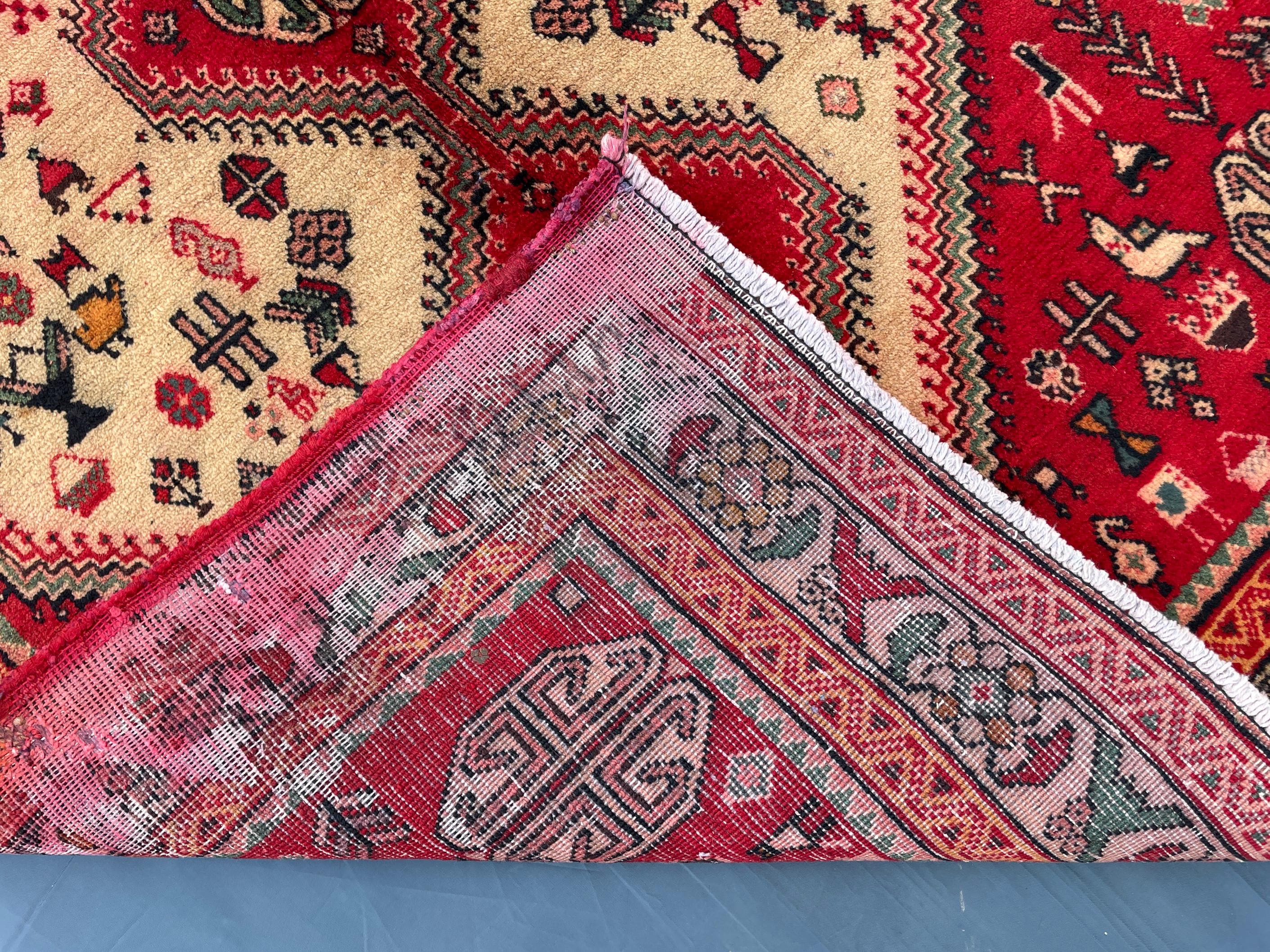 Antique 3.1x9.5 ft Handwoven Hallway Runner Rug, Boho Home Decor