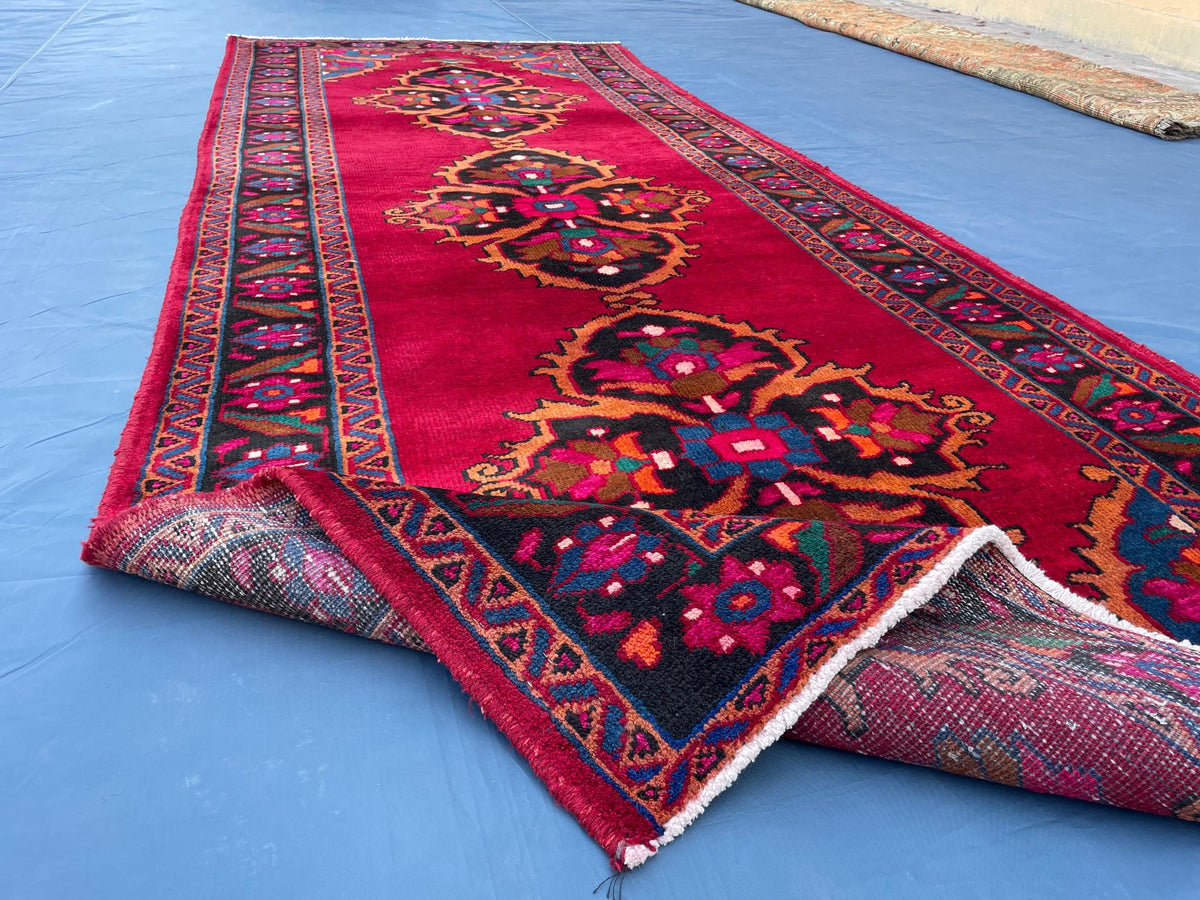 4x10 Large Hallway Runner Rug, Handwoven Vintage Afghan Wool Area Rug Boho Home Decor