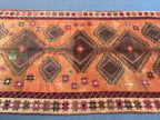 Warm Terracotta 1940s Antique 5x9 Handwoven Wool Rug, Vintage Bohemian Area Rug