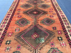 Warm Terracotta 1940s Antique 5x9 Handwoven Wool Rug, Vintage Bohemian Area Rug