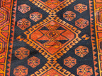 Black & Rust Hallway Rug 3'10x8'6 Vintage Afghan Runner Rug – 1940s Antique, Handmade Wool Carpet