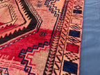 4'4x9 ft Vintage Tribal Runner Rug – Afghan Handmade Wool Geometric Rustic Hallway Carpet