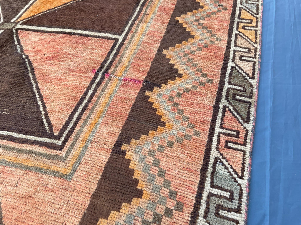 4'7x 9'7 Antique Afghan Hallway Runner Rug – Earth Tone Vintage Handmade Area Rug