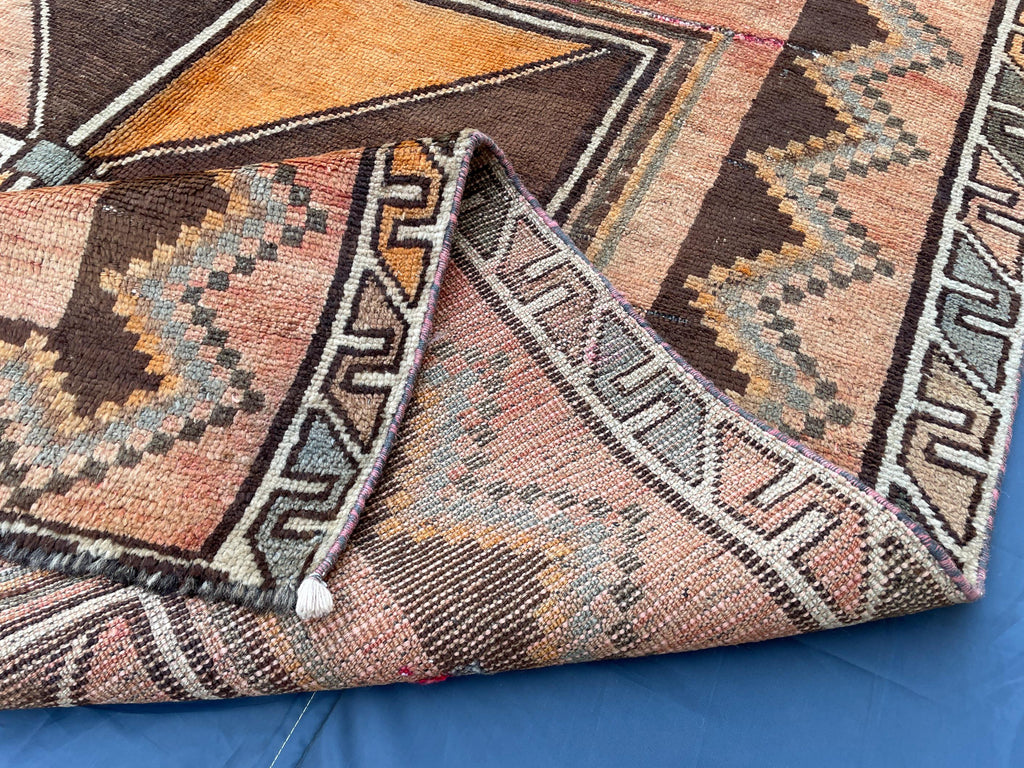 4'7x 9'7 Antique Afghan Hallway Runner Rug – Earth Tone Vintage Handmade Area Rug