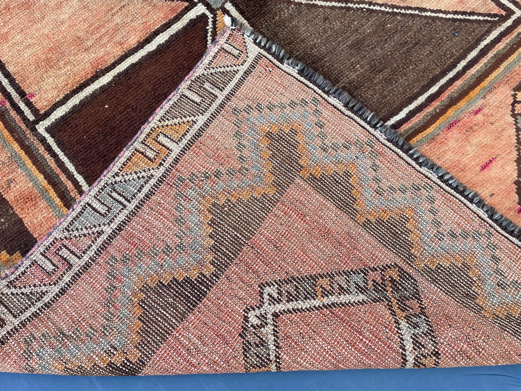 4'7x 9'7 Antique Afghan Hallway Runner Rug – Earth Tone Vintage Handmade Area Rug