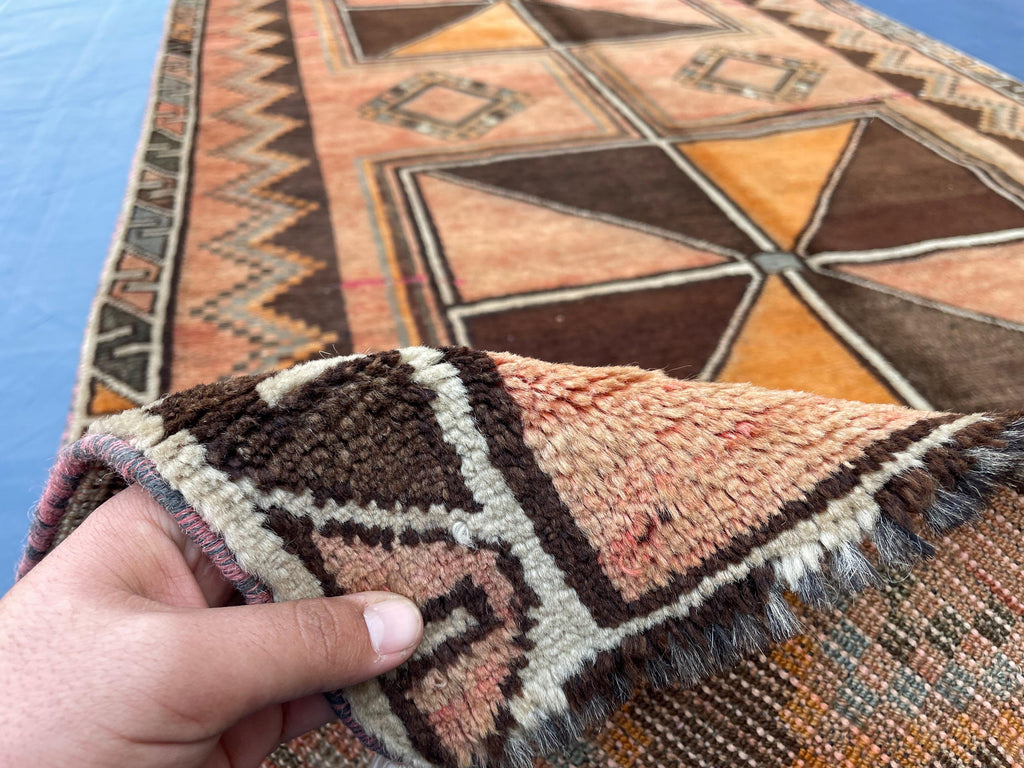 4'7x 9'7 Antique Afghan Hallway Runner Rug – Earth Tone Vintage Handmade Area Rug