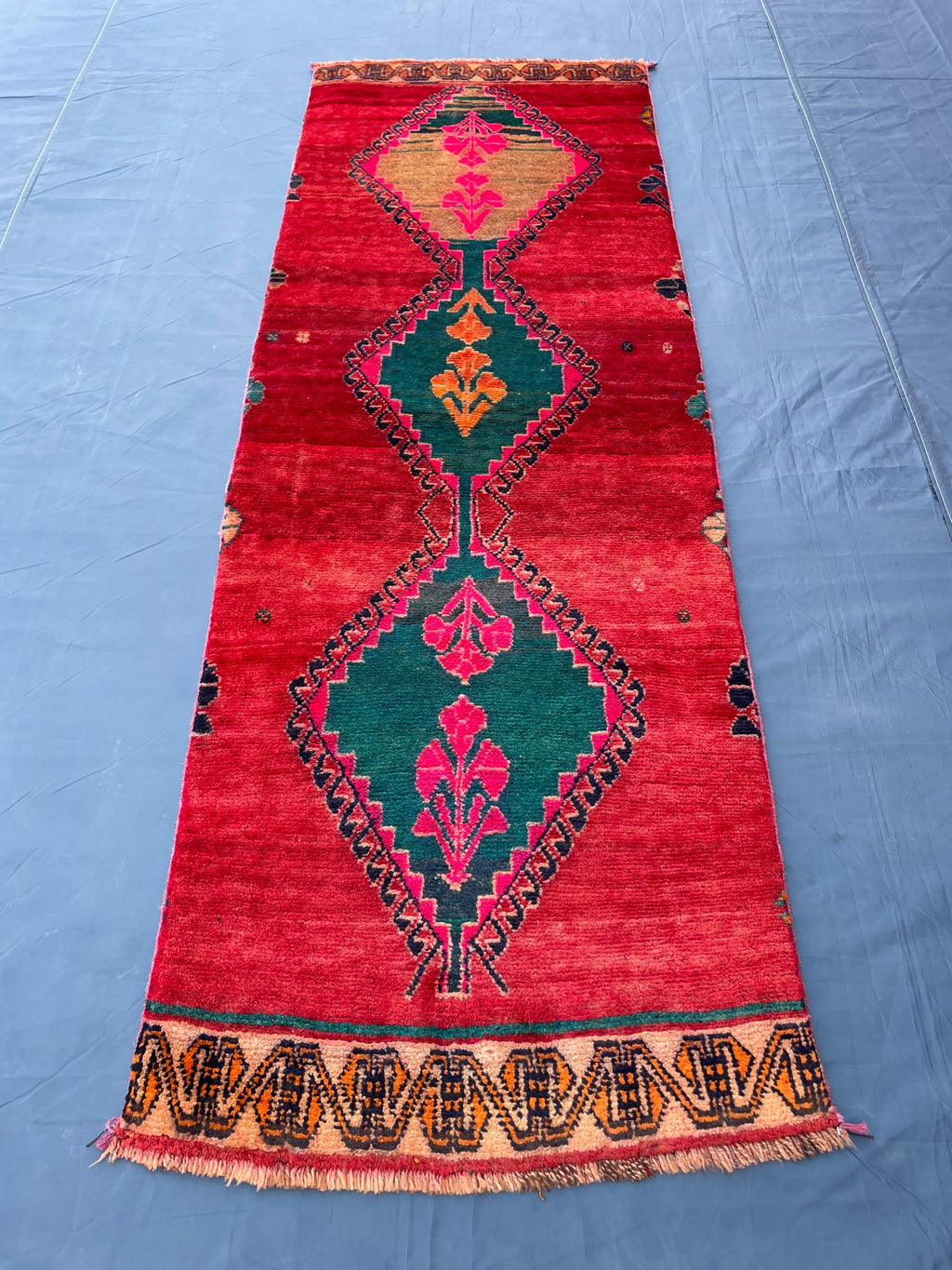 Hallway 2.3x6.6 ft Vintage Handmade Wool Area Rug, Rug for Kitchen