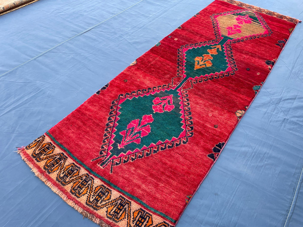 Hallway 2.3x6.6 ft Vintage Handmade Wool Area Rug, Rug for Kitchen