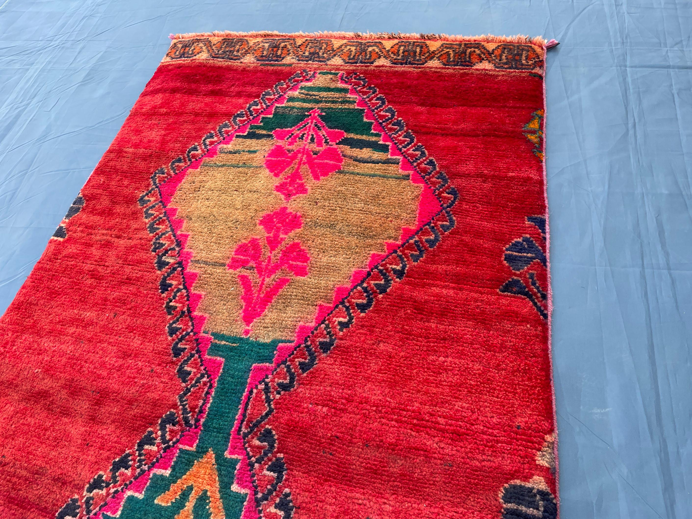 Hallway 2.3x6.6 ft Vintage Handmade Wool Area Rug, Rug for Kitchen