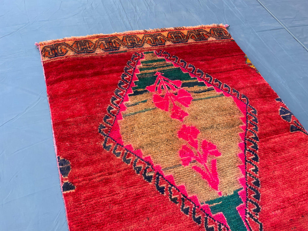 Hallway 2.3x6.6 ft Vintage Handmade Wool Area Rug, Rug for Kitchen
