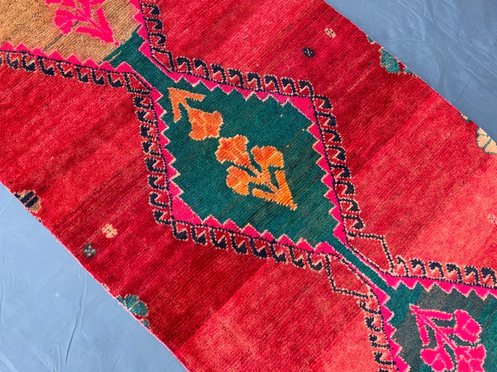 Hallway 2.3x6.6 ft Vintage Handmade Wool Area Rug, Rug for Kitchen