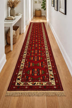 3×9 ft Antique Afghan Wool Runner Rug – Handmade Tribal Geometric Hallway Carpet
