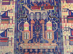 Antique Baluchi Runner Rug 3'6" x 7'5" Tribal Pictorial Design in Navy, Rust & Beige