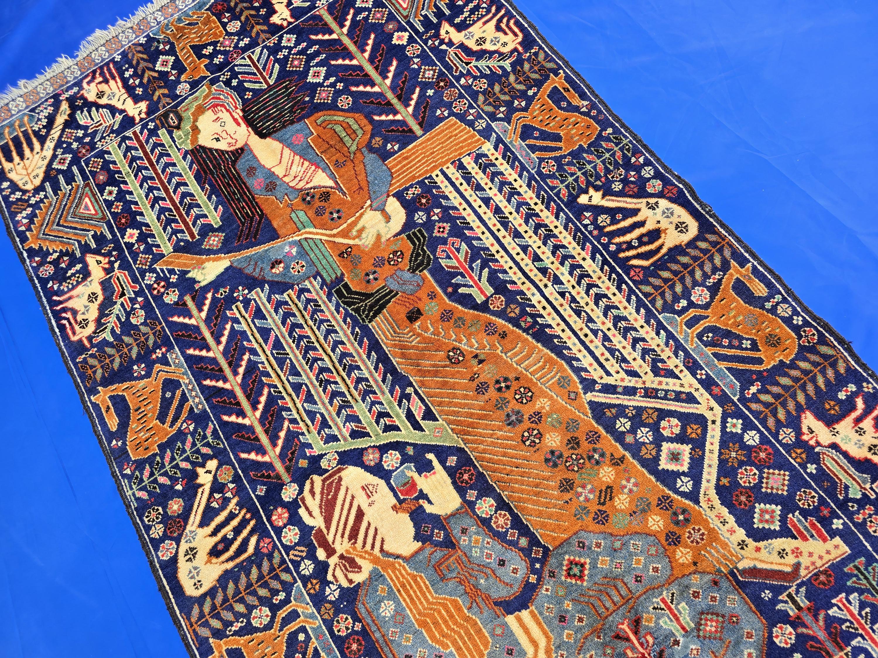 Decorative Tribal Area Rug with Romeo juliet Figure Motif – 3'6" x 6'5 ft - Boho Home Decor