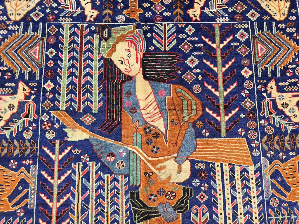Decorative Tribal Area Rug with Romeo juliet Figure Motif – 3'6" x 6'5 ft - Boho Home Decor