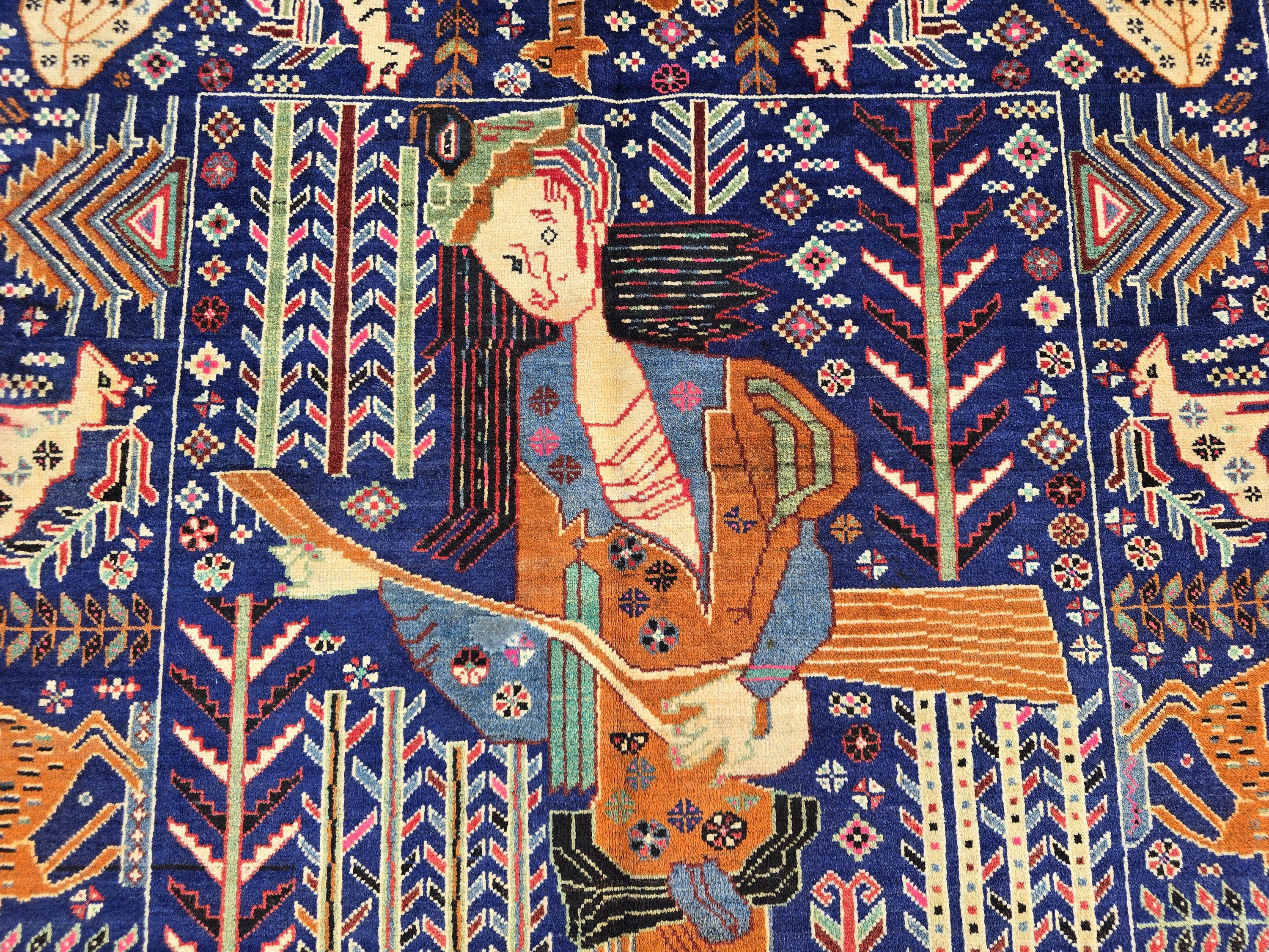 Decorative Tribal Area Rug with Romeo juliet Figure Motif – 3'6" x 6'5 ft - Boho Home Decor
