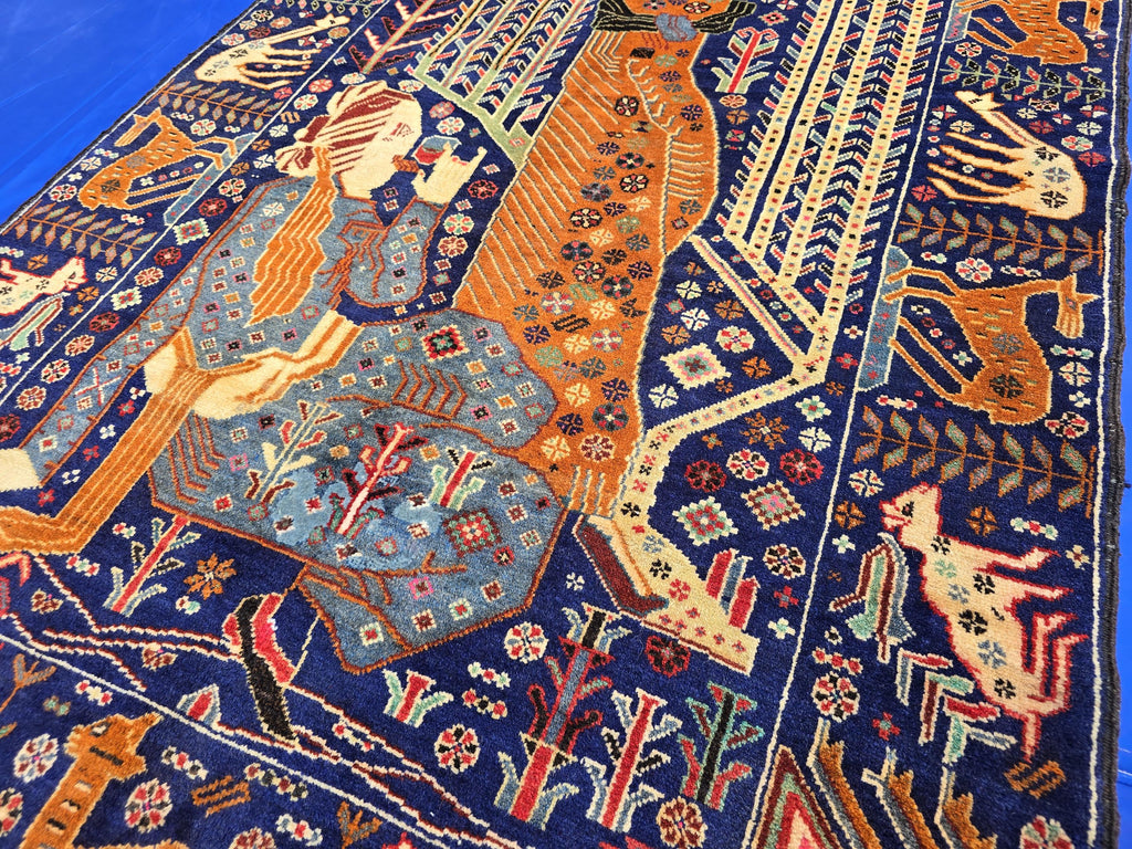 Decorative Tribal Area Rug with Romeo juliet Figure Motif – 3'6" x 6'5 ft - Boho Home Decor