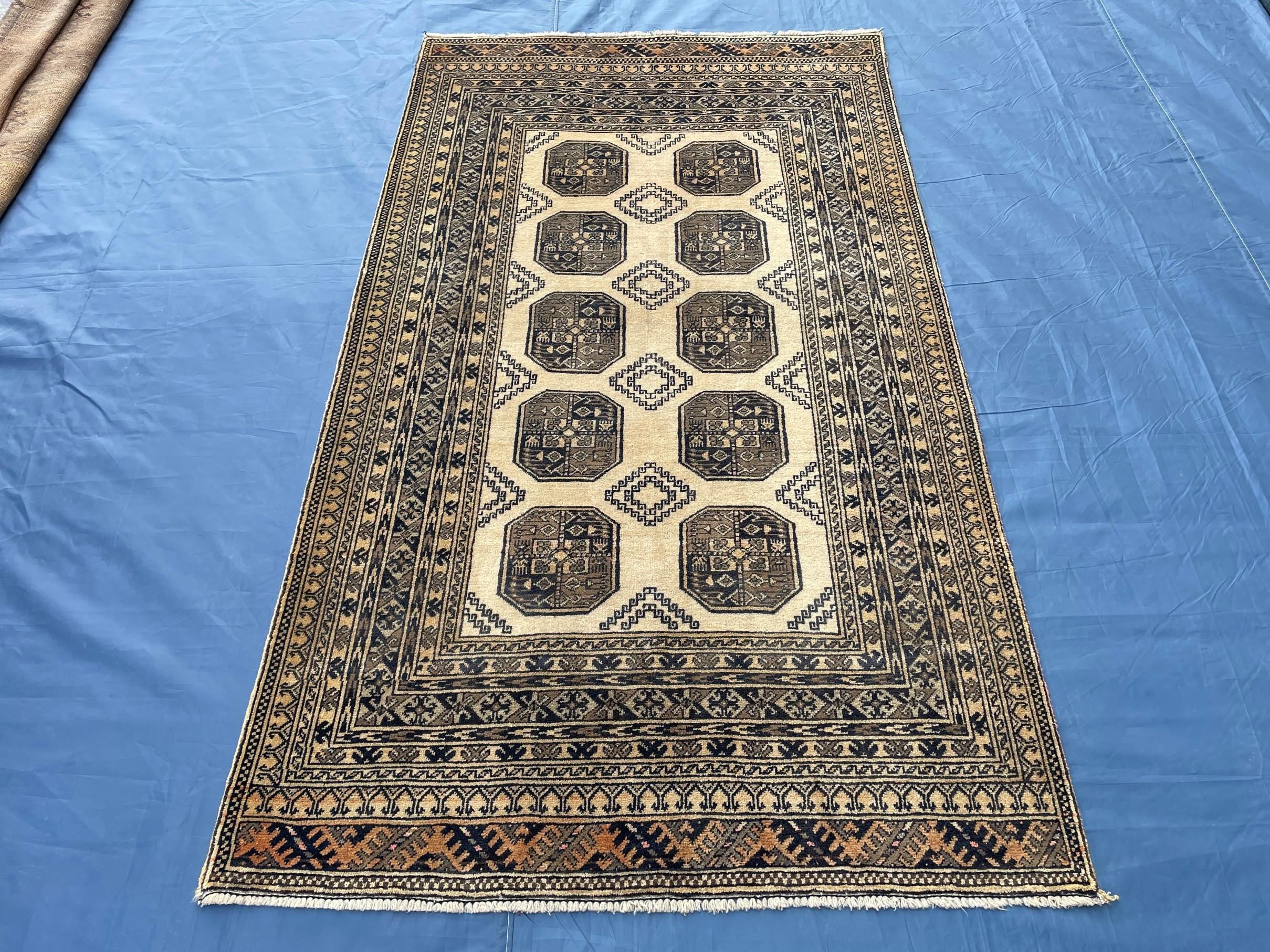 Antique 4x7 ft Handwoven Afghan Collectible Rug