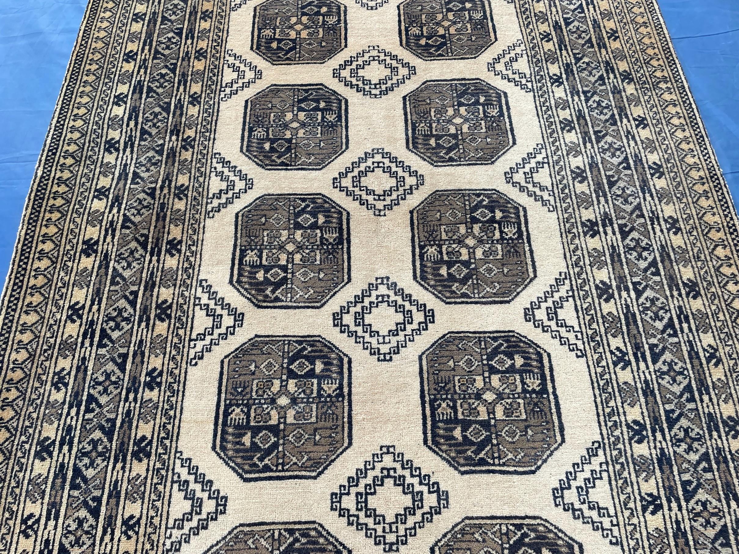 Antique 4x7 ft Handwoven Afghan Collectible Rug