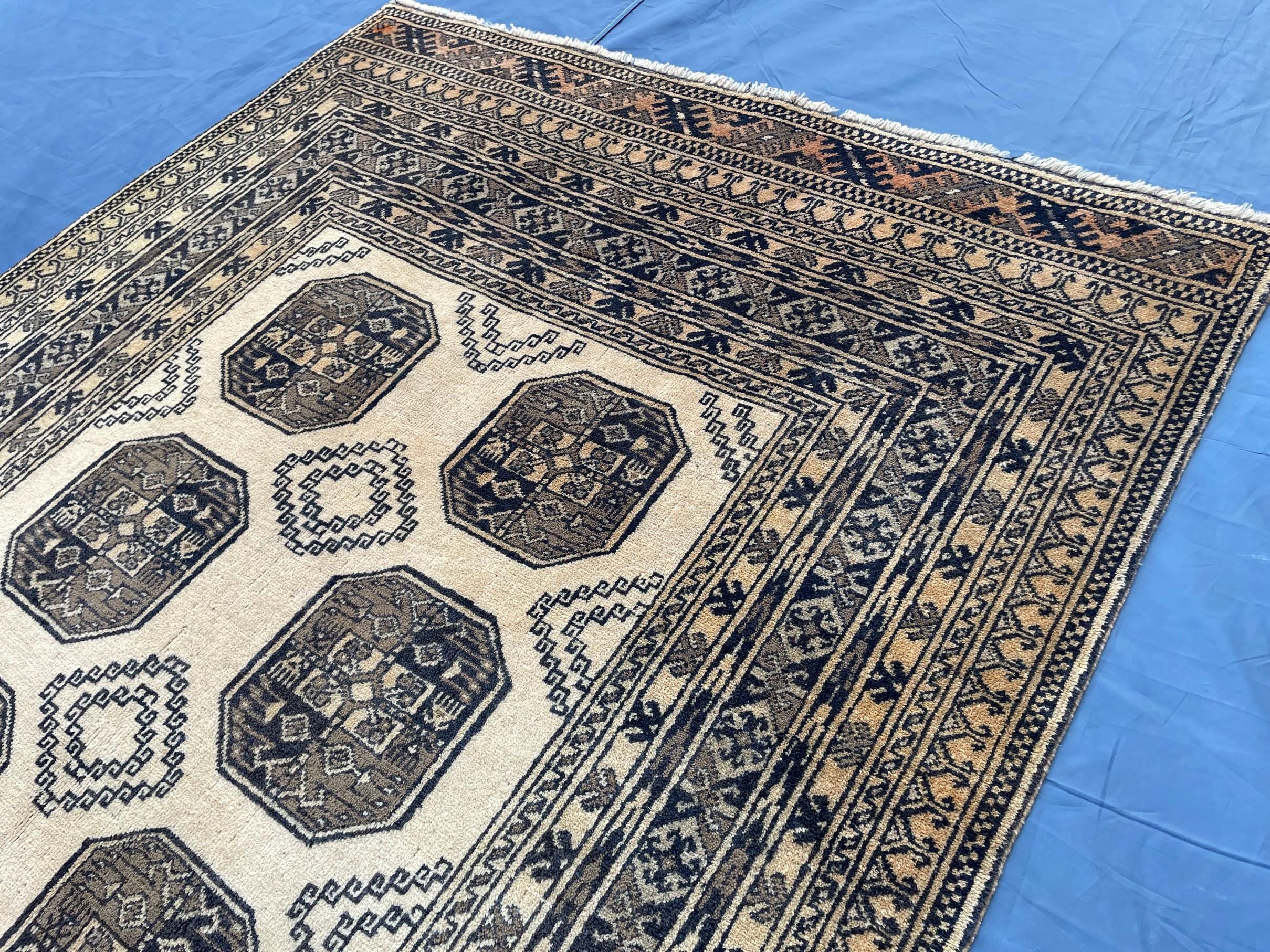 Antique 4x7 ft Handwoven Afghan Collectible Rug