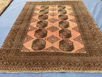 Beige & Brown Afghan Baluchi Rug 5x6 Ft, Handmade Wool Tribal Area Rug, Vintage Geometric Carpet, Oriental Boho Home Decor