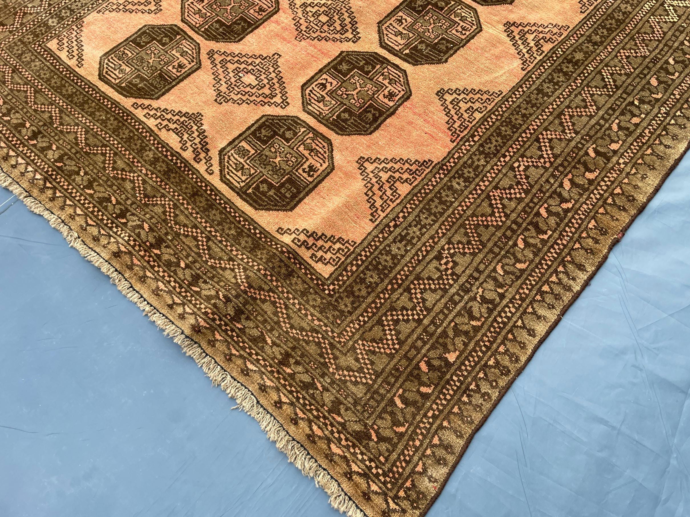 Beige & Brown Afghan Baluchi Rug 5x6 Ft, Handmade Wool Tribal Area Rug, Vintage Geometric Carpet, Oriental Boho Home Decor