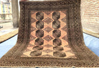 Beige & Brown Afghan Baluchi Rug 5x6 Ft, Handmade Wool Tribal Area Rug, Vintage Geometric Carpet, Oriental Boho Home Decor