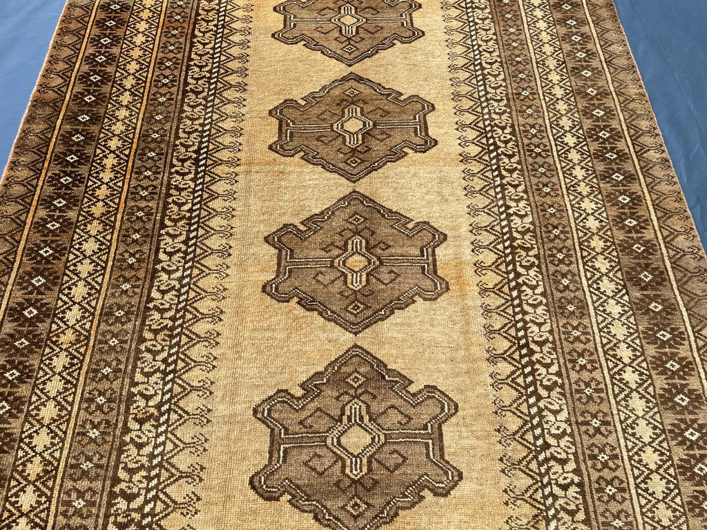 Afghan Baluchi Rug 5x9 Ft, Handmade Wool Tribal Area Rug, Vintage Oriental Carpet, Geometric Boho Hallway Runner