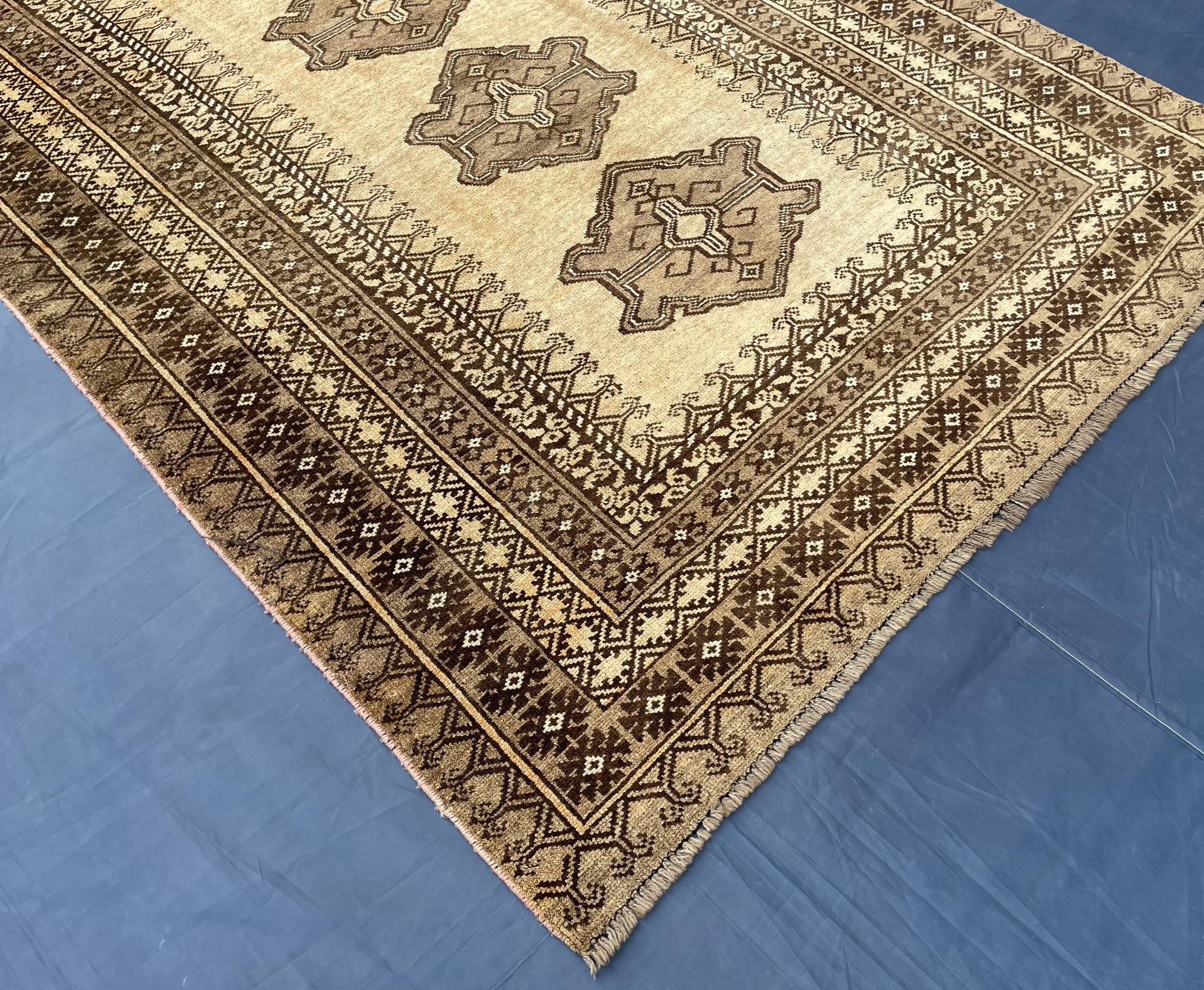 Afghan Baluchi Rug 5x9 Ft, Handmade Wool Tribal Area Rug, Vintage Oriental Carpet, Geometric Boho Hallway Runner