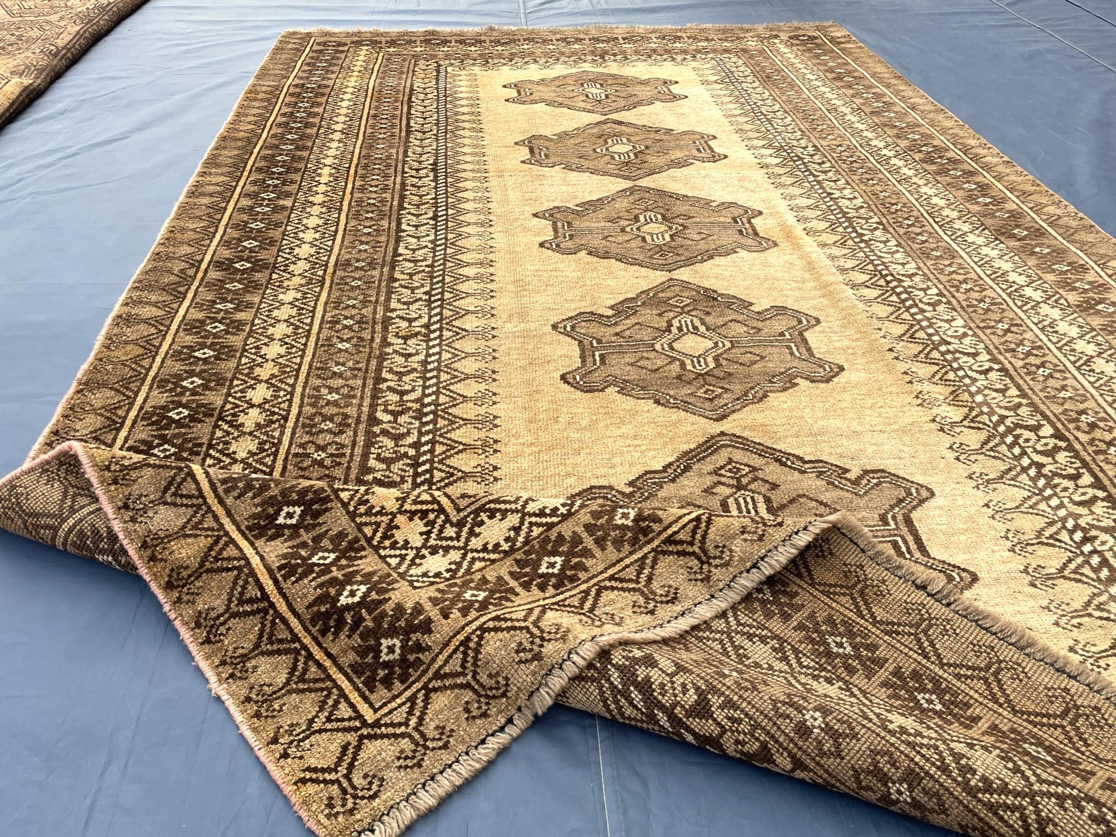 Afghan Baluchi Rug 5x9 Ft, Handmade Wool Tribal Area Rug, Vintage Oriental Carpet, Geometric Boho Hallway Runner