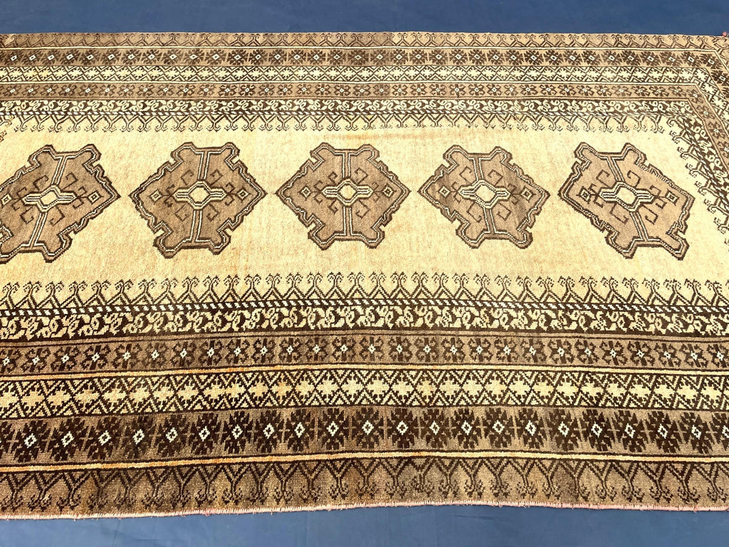 Afghan Baluchi Rug 5x9 Ft, Handmade Wool Tribal Area Rug, Vintage Oriental Carpet, Geometric Boho Hallway Runner